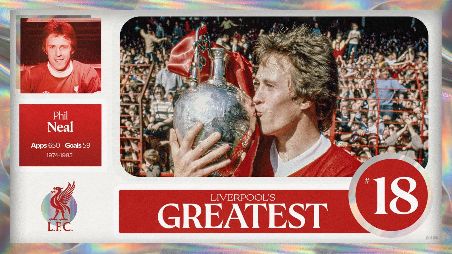 Phil Neal สวมเสื้อ Liverpool สีแดงและจูบถ้วย European Cup